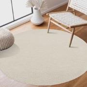 Tapijtenloods Uni Rond Effen Laagpolig Vloerkleed Modern Creme- 150 CM...