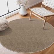 Tapijtenloods Uni Rond Effen Laagpolig Vloerkleed Modern Beige- 120 CM...