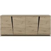 Buffet 4 Deuren Eiken en Zwart Decor L221 cm - Crack