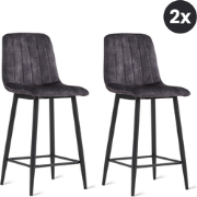 2x Barkruk Jax - Velvet Antraciet (Set van 2)