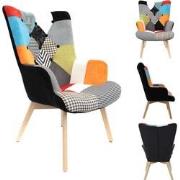 HOME DECO FACTORY Helsinki Patchwork Bont Fauteuil Armleuning - Bont g...