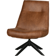 WOOOD Skyler Draaibare Fauteuil- Kunstleer - Cognac - 94x67x85