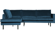 BePureHome Rodeo Hoekbank Links - Velvet - Blauw - 85x266x213