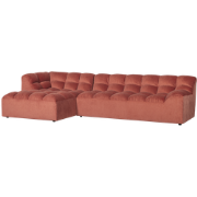 WOOOD Allure Chaise Longue Links - Fluweel - Blush - 79x324x165