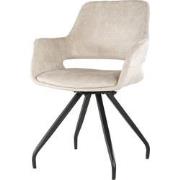 Livingfurn - Eetkamerstoel Capp Beige Velvet / Gecoat Staal - 2 stuks