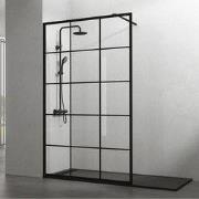 Vaste douchewand Vintage 110x195cm Transparantglas mat zwart raster