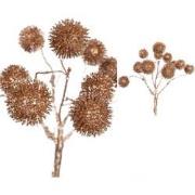 PTMD Twig Plant Pompon Kunsttak - 22 x 14 x 36 cm - Koper/glitter