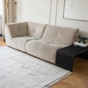 Vintage vloerkleed Smuk beige met franjes - Viscose
