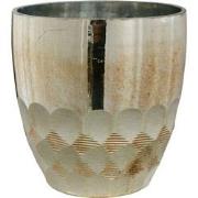 PTMD Roman Theelichthouder Windlicht - H11 x Ø10 cm - Glas - Goud