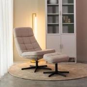 Draaifauteuil Alvar + Hocker 53x57x83 cm