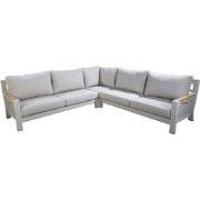 Bango chaise longue left/right aluminium salix/teak/flax beige AW