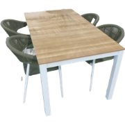 Tuinset Arashi tafel white, teak 169x90 cm met 4 stoelen Matera stoel ...