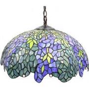 LumiLamp Hanglamp Tiffany  Ø 45x126 cm  Blauw Groen Glas Metaal Hangla...