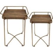 Clayre & Eef Bijzettafel Set van 2  38x38x53 cm Goudkleurig Metaal Vie...