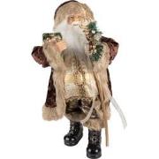 Clayre & Eef Beeld Kerstman 63 cm Bruin Textiel op kunststof Kerstfigu...