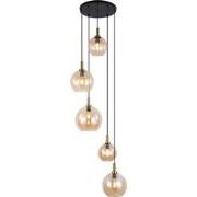 OSIRA Pendel E27 5L Zwart + goud, amber glas