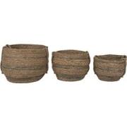 Clayre & Eef Opbergmand Set van 3  Ø 38x32 cm Bruin Zeegras Rond Mand