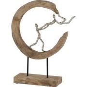 J-Line - Figuur Pareja Vliegen Halve Maan Mangohout/aluminium Naturel/...