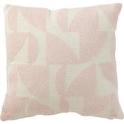 J-Line - Kussen Geo Textiel Wit/lichtroze - 43x43x10cm