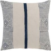 J-Line - Kussen Streep Azteek Katoen Blauw/wit - 50x50x4cm