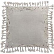 J-Line - Kussen Marokkaanse Randen Met Kwasten Velvet Grijs - 45x45x2c...