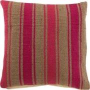 J-Line - Kussen Vierkant Anna Groot Groeven Jute Roze - 47.5x47.5x15cm