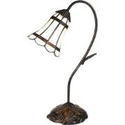 LumiLamp Tiffany Tafellamp  48 cm Bruin Wit Glas Tiffany Bureaulamp