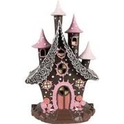Clayre & Eef Gingerbread house met LED 16x13x26 cm Bruin Roze Kunststo...