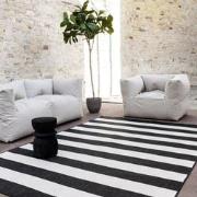 Buitenkleed Stripes zwart/wit dubbelzijdig - Polypropyleen - 240 x 340...