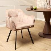 Starfurn Eetkamerstoel Emma Velvet | Taupe | Met armleuning