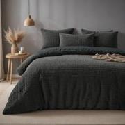Teddy Check Dekbedovertrek Antraciet-1-persoons (140 x 200/220 cm)