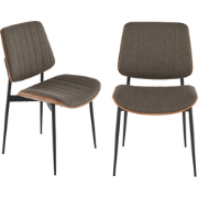 Set van 2 stoelen in taupe gewatteerde stof H82,5 cm - GISELLE