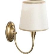 Wandlamp van antiek bronskleurig metaal en stof H31 cm - PARDO