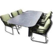 Tuinset Teeburu ovale tafel black, slate 240x120 cm met 4 stoelen Ran ...