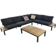 Tori loungeset black, teak inclusief mixed grey kussens 325x255 cm