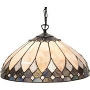 LumiLamp Hanglamp Tiffany  Ø 40 cm  Beige Bruin Glas Hanglamp Eettafel