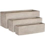 Mica Decorations Tallinn Plantenbak - 75x27x28 cm - Taupe - Set van 3