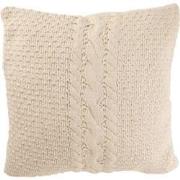 J-Line - Kussen Gebreid+vlecht Katoen Wit - 50x50x12cm