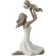 J-Line - Moeder+kind Op De Knieen Poly Wit/taupe - 10x12x18cm