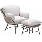 Garden Impressions Selene loungestoel incl voetenbank - vintage willow