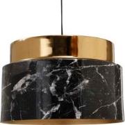 PTMD Dissy Ronde Hanglamp Marmerprint - H22 x Ø35 cm - Ijzer - Zwart