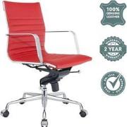 Feel Furniture - Lage Executive bureaustoel - 100% Leer - Rood