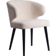 PTMD Fiori White 9852 Dining Chair Black Wood Legs