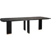 PTMD Liber Black Mango Wood Dining Table 240cm Gold Leg