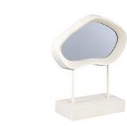 PTMD Eilish White Poly Organic Mirror On Mdf Base Low