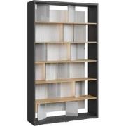 Meubella Boekenkast Flamingo - Grijs hoogglans - Eiken - 125 cm