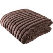 PTMD Hadi Brown Ribbed Fake Fur Plaid Large