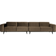 BePureHome Statement 4-Zitsbank XL - Fluweel - Taupe - 77x372x93