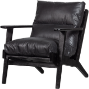 BePureHome Houston Fauteuil - Leer- Zwart - 86x71x71