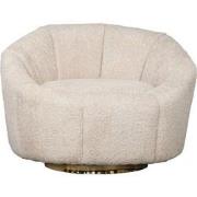 Fauteuil Bouclé Beige - Zithoogte 42cm - Gouden Onderstel